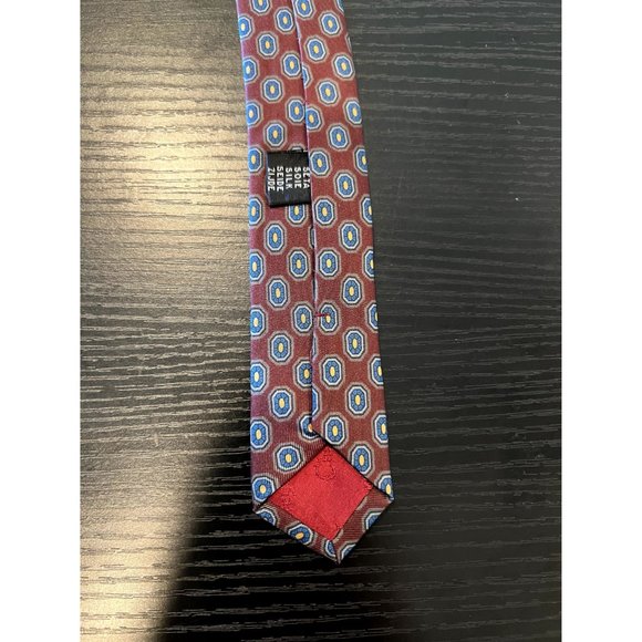 Christian Dior Red & Blue Italian Silk Geometric Vintage Men's Tie - Picture 5 of 7